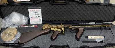 Blem Auto Ordnance Thompson 1927A1 Deluxe 45 ACP Gold Tiger Stripe Tommy Gun - Image 12 of 18