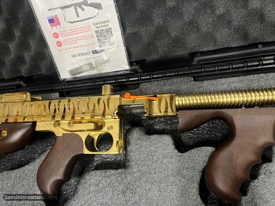 Auto Ordnance Thompson 1927A1 Deluxe 45 ACP Gold Tiger Stripe Tommy Gun - Image 8 of 9