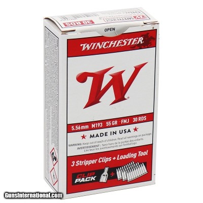 Winchester USA 5.56x45 Ammo 55 grain M193 FMJ Stripper Clips and Loading Tool Case of 600 Rounds WM193CP