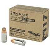 Sig Sauer Elite Performance M17 9mm Luger +P Ammo 124 grain V-Crown JHP Box of 20 Rounds E9MMA2P-M17-20 - Online Only - 1 of 1