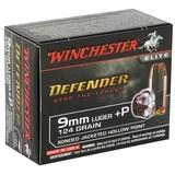 WInchester PDX1 Defender 9mm Luger +P Ammo 124 grain Bonded JHP Box of 20 Rounds S9MMPDB - Online Only