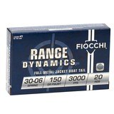 Fiocchi Range Dynamics 30-06 Springfield Ammo 150 grain FMJBT Case of 200 Rounds 3006A