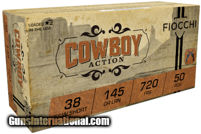 Fiocchi Cowboy Action 38 S&W Short Ammo 145 grain LRN Box of 50 Rounds 38SWSHL