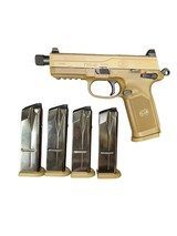 FN FNX-45 Tactical FDE .45 ACP – Threaded Barrel, 5 Mags, Soft Case, Optics Ready - 1 of 10