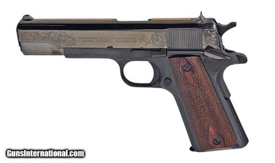 Colt 1911 Government 45 ACP Black DLC Gold Scroll Engraved O1911C-AUTOBLKGLD