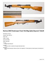 Norinco SKS Paratrooper 7.62x39 – Chinese Short Rifle, 10rd Fixed Mag, Bright Blonde Stock - 2 of 12
