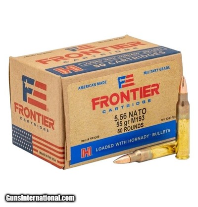 Hornady 5.56x45 (5.56 NATO) Ammo 55 Grain FMJ Case of 500 Rounds FR2005