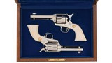 Pair Colt 3rd Gen Single Action Army Revolvers .45 LC – Nickel Finish, Custom Display Case - 1 of 3