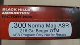 Black Hills 300 Norma Magnum Ammo 215 grain Berger OTM Box of 20 Rounds - 1 of 1