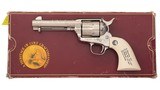 Colt Single Action Army 150th Anniversary Engraving Sampler – .45 Colt, Nickel, Factory Engraved, Boxed