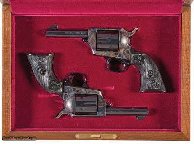 Cased Consecutive Pair – Colt 3rd Gen Storekeeper’s Single Action Army SAA Revolvers, .45 Colt, 4