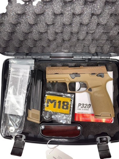Used Sig Sauer P320 M18 – 9mm, Coyote Tan, Manual Safety, Night Sights, Optics-Ready