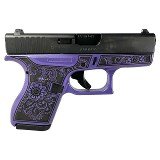 Glock 42 380 ACP CUSTOM MANDALA ENGRAVED PURPLE PEARL GRIP - 2 of 2