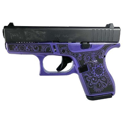 Glock 42 380 ACP CUSTOM MANDALA ENGRAVED PURPLE PEARL GRIP