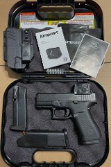 Used/Like New Unfired Glock 43X 9mm MOS8 W/ Aimpoint COA- 1 Shield Arms 15 round/2 10 round Glock mags