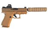 Glock 43X Custom Hux Puppy 9mm FDE W/ Holosun 407K & JK 105 CCX Silencer / Suppressor Combo