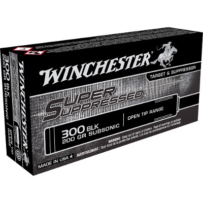 Winchester Super Suppressed 300 Blackout Ammo 200 grain Open Tip Case of 200 Rounds SUP300BLK