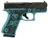 Glock 43X 9mm Luger 2-10 rd Mags Custom Tiffany Blue Frame Engraved Roses GLPX4350201GRFP