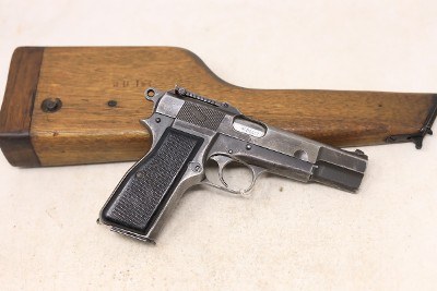 Browning Inglis Hi-Power 9mm – Canadian Production, Tangent Rear Sight, Wood Stock/Holster