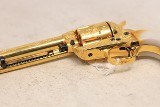 Colt Single Action Army .45 Colt – Jeff Flannery Engraved, Gold Finish, Mother-of-Pearl Grips - 3 of 9