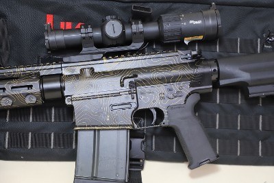 HK MR762A1 7.62x51 NATO — Topographic Pattern Finish w/ SIG SAUER Optic + Tan Rail Light - Image 5 of 7