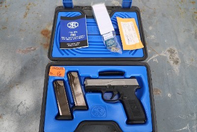 FN FNS-40 .40 S&W Pistol – Two-Tone Black/Silver, 14-Round Capacity, Night Sights - Image 1 of 8