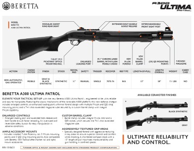 Beretta A300 Ultima Patrol 12 Ga Semi Auto 19