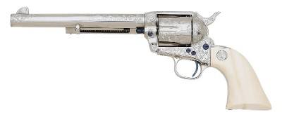 Colt Third Generation Single Action Army Revolver Engraved by John Adams Sr. .44-40 WCF Nickel & Ivory 7.5