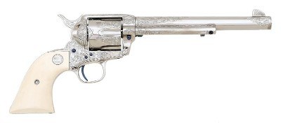 Colt Third Generation Single Action Army Revolver Engraved by John Adams Sr. .44-40 WCF Nickel & Ivory 7.5