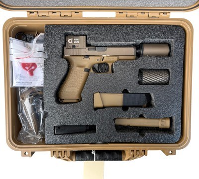 B&T Hush Puppy Glock 19X FDE Kit w/ Acro Red Dot Wipe Silencer / Suppressor - Image 1 of 2