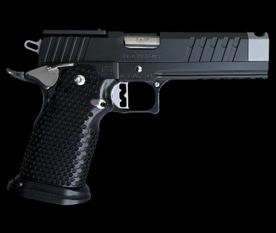 Masterpiece Arms DS9-TC Hybrid Comp 9mm 2011 Trijicon Optics Plate A2 Grip Black & Stainless - Image 1 of 2