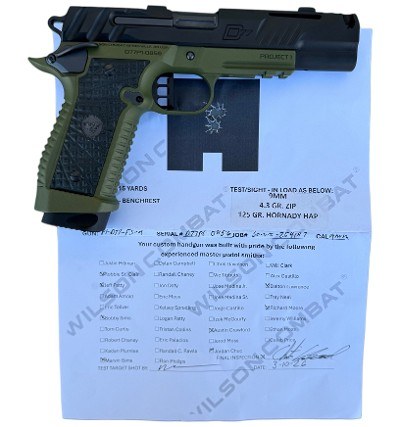 Wilson Combat Project 1 Division 77 9mm Comp Black & Green 18 Round Capacity - Image 1 of 3