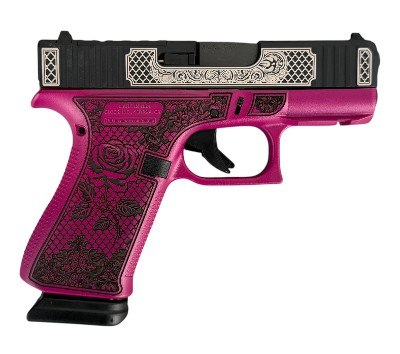 Glock 43X 9mm MOS Optics Ready Glocks & Lace Black Cherry Rose Engraved 15 Round Capacity UX4350204NR15ORGLBC - Image 1 of 2