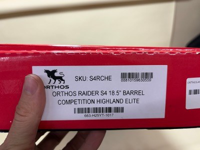 Orthos Raider S4 Competition Highland Elite 12 Gauge Semi-Auto Shotgun 18.5
