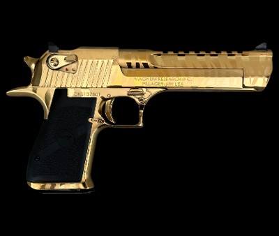 Factory Blem Magnum Research Desert Eagle 50 AE Gold Tiger Stripe DE50TG-TS - Image 1 of 2