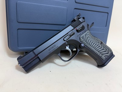 USED EAA Tanfoglio Witness 10mm Auto Competition Pistol – Made in Italy, Adjustable Sights, Extra Wood Grips - Image 1 of 7