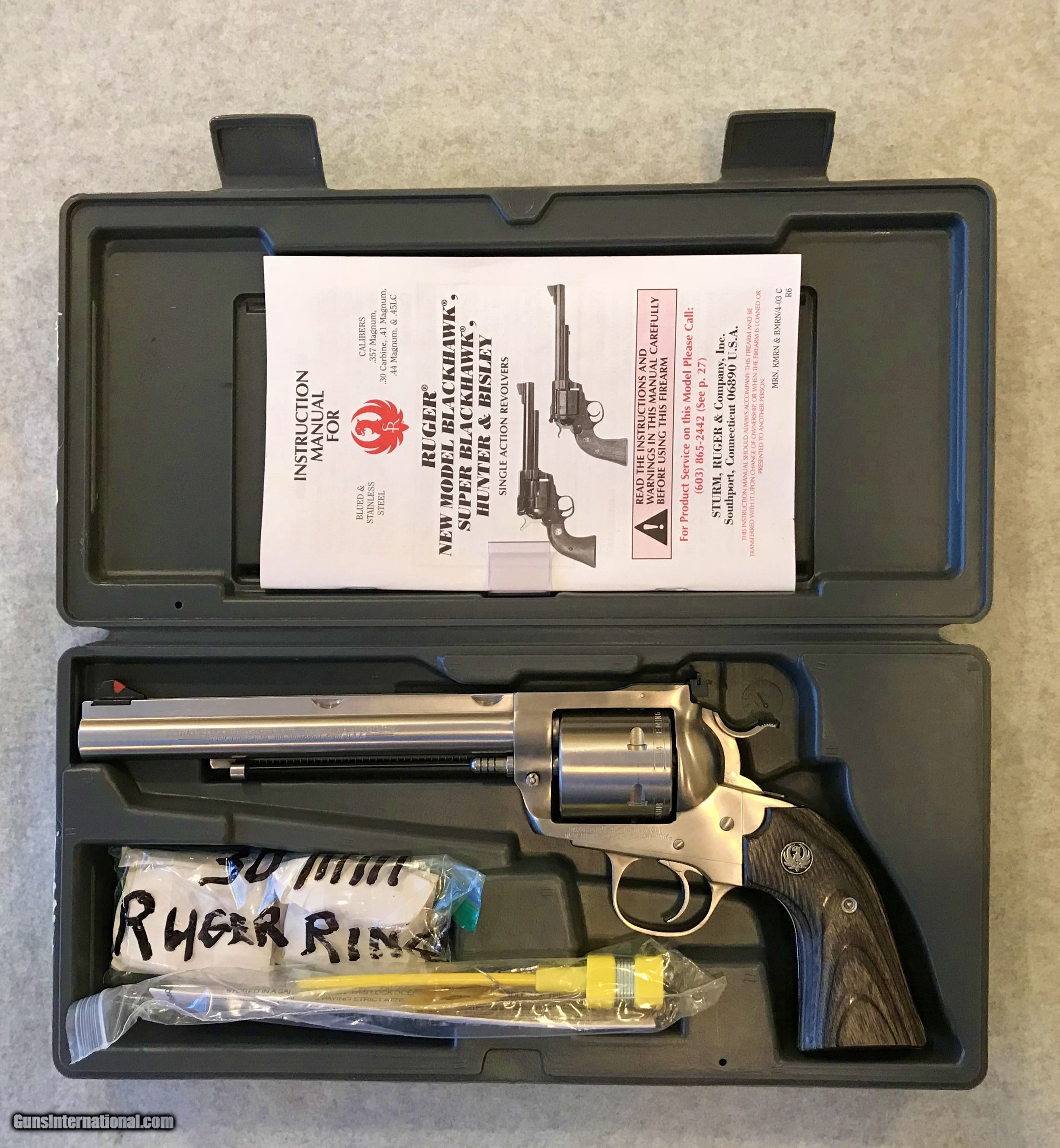 Ruger New Model Super Blackhawk Bisley Hunter Stainless 44 Magnum