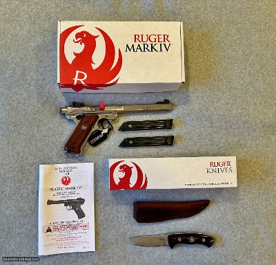 RUGER MARK IV 100 ANNIVERSARY NIB PISTOL AND KNIFE