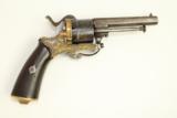 Antique Belgian Folding Trigger Pinfire Revolver / Beautifully Engraved and Cased with Accoutrements - 6 of 7