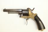 Antique Belgian Folding Trigger Pinfire Revolver / Beautifully Engraved and Cased with Accoutrements - 5 of 7