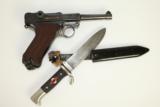 ICONIC Pre-WWII Nazi Sneak Luger Pistol with Hitler Youth Blade - 1 of 25