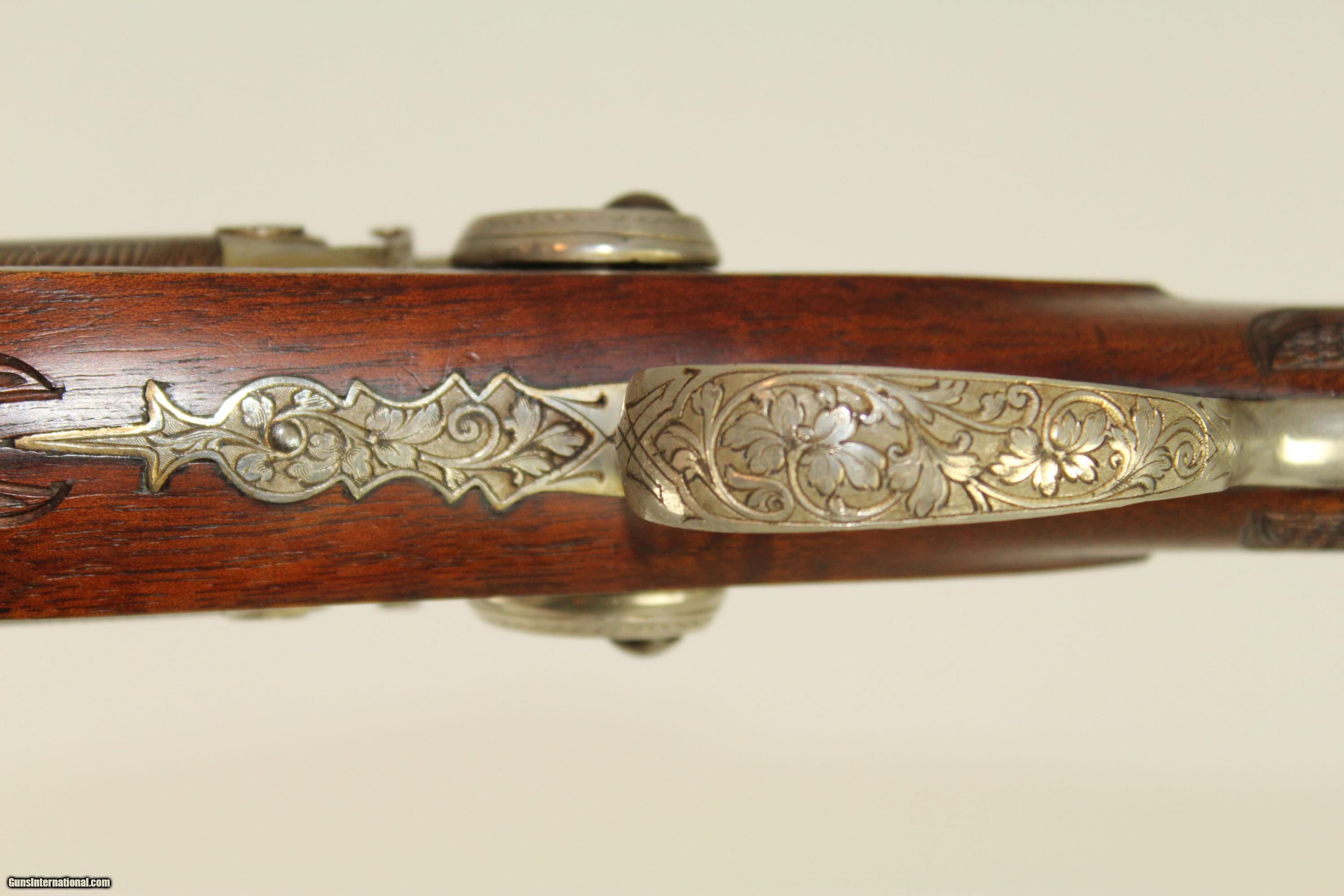 FINE & ORNATE 32 Gauge Belgian SxS Percussion Shotgun, Engraved and Carved