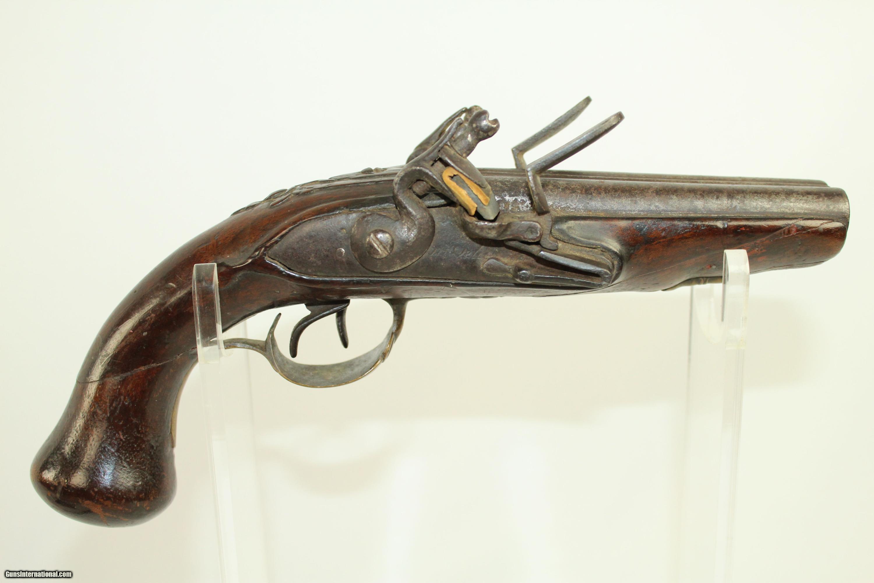 Antique EUROPEAN Double Barrel Flintlock Pistol