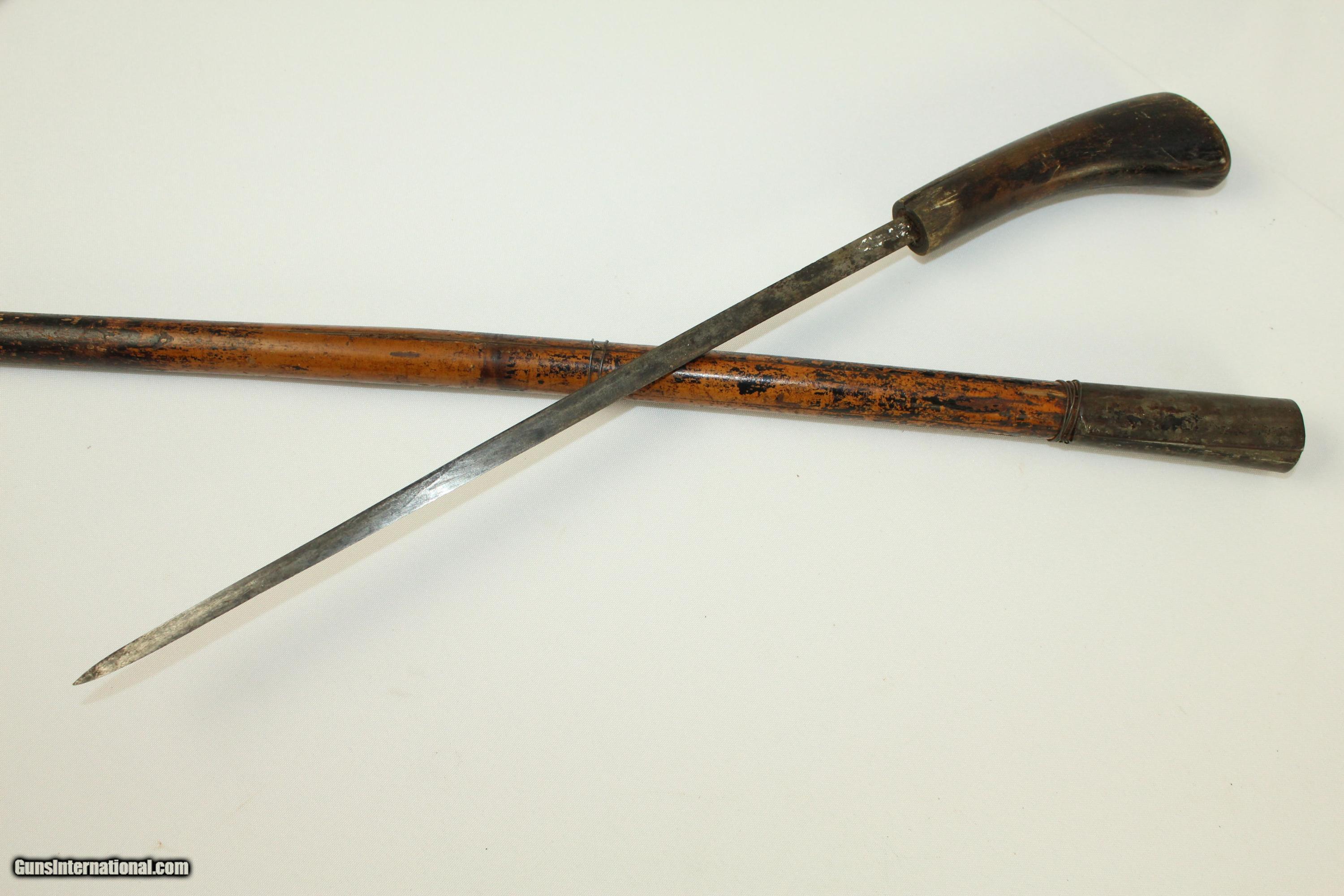 Antique Cane Sword with Spike Type Blade