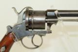  11mm Antique Belgian Pinfire Revolver circa 1860 - 2 of 11