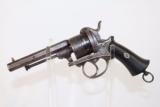  ENGRAVED w GOLD Belgian Antique PINFIRE Revolver - 1 of 13