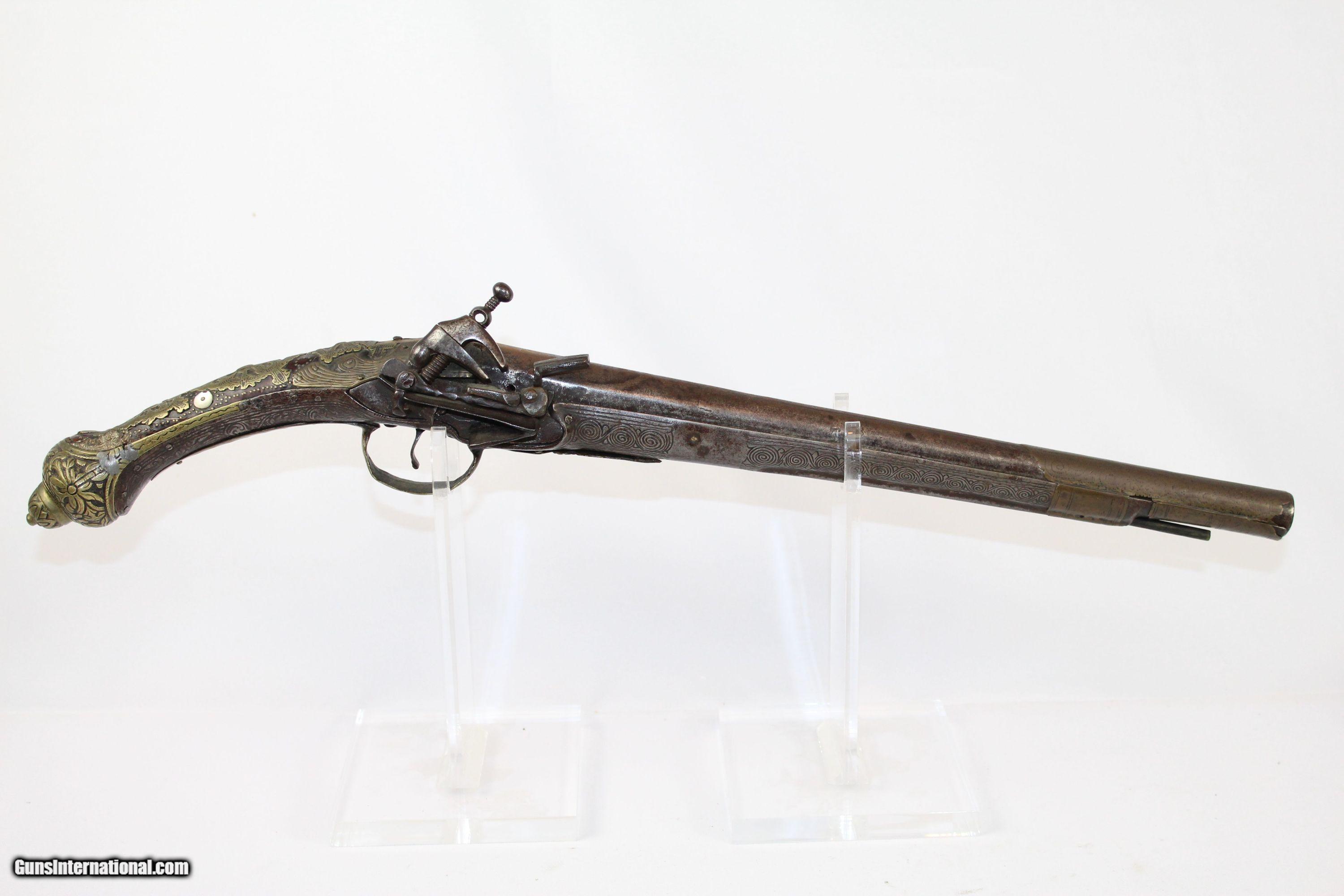 GORGEOUS Greek Antique Miquelet FLINTLOCK Pistol