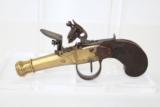 ELEGANT Belgian Antique Brass FLINTLOCK Pistol - 1 of 9