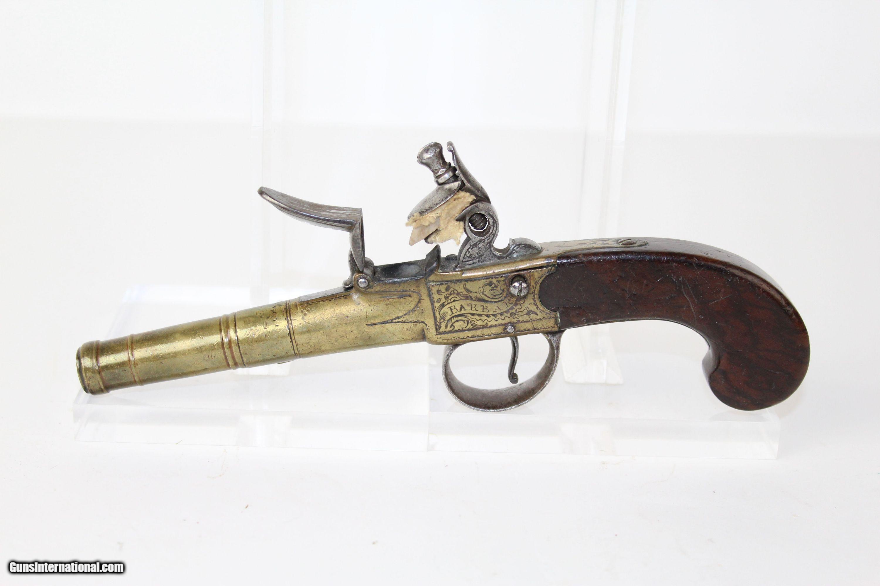 BRASS “BARBAR” of LONDON Antique Flintlock Pistol