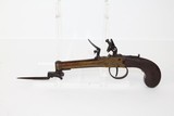 NEAT Antique FLINTLOCK Pistol with SNAP BAYONET - 1 of 13